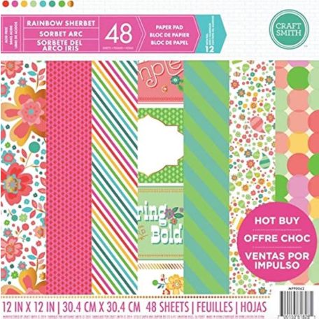 Craft Smith Rainbow Sherbet Scrapbook Papírkészlet 12" (30 cm) Paper Pad (48 lap)