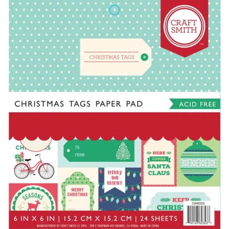 Craft Smith Papírkészlet 6"(15cm) Christmas Tags Paper Pad (24 lap)