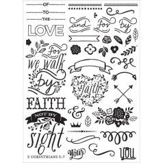   Gumibélyegző készlet , Cling Stamp / Love Faith Scrap - Elements (1 csomag)