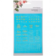   Kreatív tervező műbőr matrica , Color Crush / Faux Leather Stickers - Teal Words/Gold Foil (1 ív)