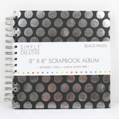   Album 8", Scrapbook Album / Black with Circles  - Fekete lapokkal (1 db)