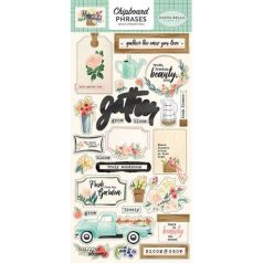   Chipboard matric 6X12", Flower Market / Chipboard Phrases  (1 csomag)