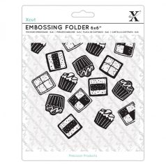   Dombornyomó mappa 6"x6", Xcut Embossing Folder / Sweet Treats Mini Cakes (1 db)