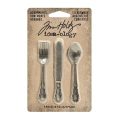   Díszítőelem , Tim Holtz Idea-ology / Adornments silverware -  (9 db)