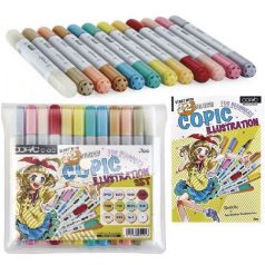   Copic Ciao alkoholos marker készlet + Könyv - Book Start with 12 colors English - Angol nyelvű (1 csomag)