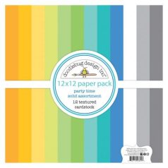   Alapkarton 12"X12", Doodlebug Design / Party Time 12x12 Inch Textured Cardstock Paper Pack  -  (12 db)