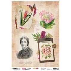   Rizspapír A4, Studio Light Rice Paper / Just Lou Botanical Collection nr.09 -  (1 lap)