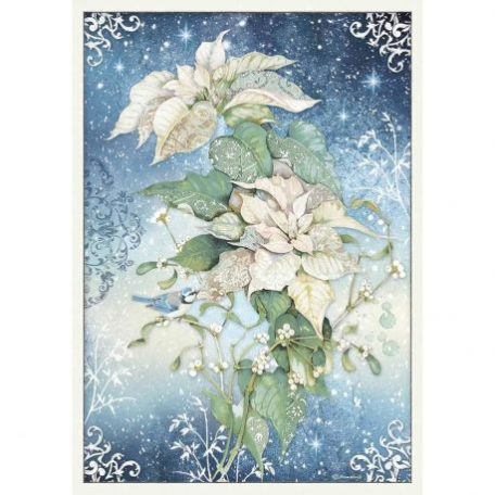 Rizspapír A3, Stamperia Rice Paper / Poinsettia White -  (1 lap)