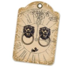   Díszítőelem , Lion Head Door Knockers / Graphic 45  Antique brass -  (1 csomag)