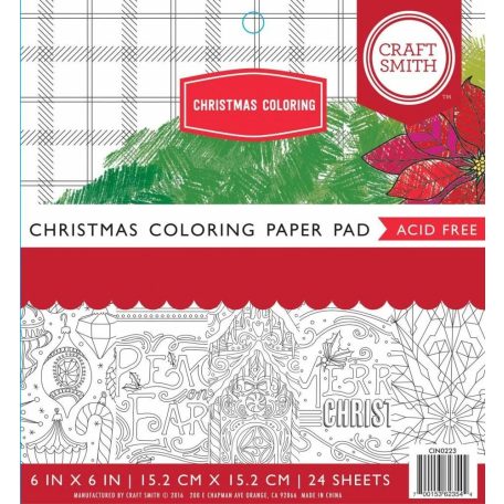 Craft Smith Papírkészlet/Színező 6"(15cm) Christmas Coloring Paper Pad (24 lap)