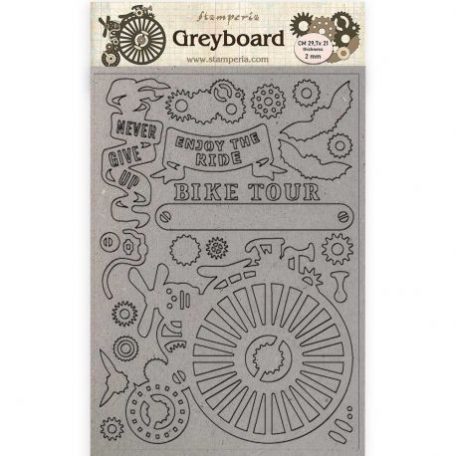 Chipboard A4, Voyages Fantastiques Bicycle / Stamperia Greyboard -  (1 csomag)