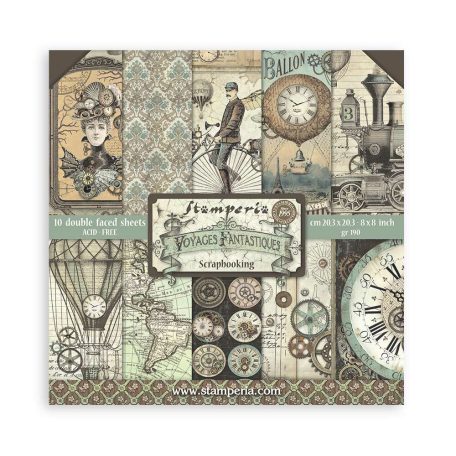 Stamperia Scrapbook papírkészlet 12" (30 cm) - Voyages Fantastiques - Maxi Paper Pack (22 ív)