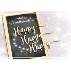   Chipboard díszítőelem , Memory Place Embellishment Chipboard / Happy -  (3 db)