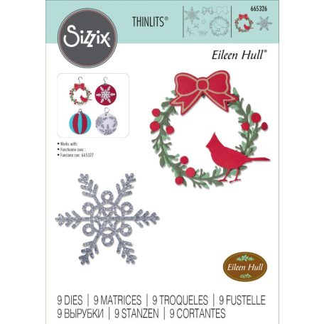 SIZZIX vágósablon, Wreath & Snowflake / Sizzix Thinlits Die Set (1 csomag)