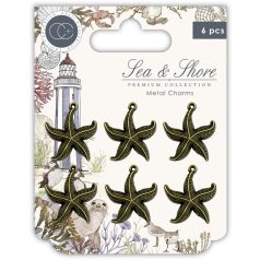   Fém medál , Star Fish Metal Charms / Craft Consortium Sea & Shore (6 db)