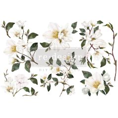   Re-Design with Prima Transzfer fólia 6"x12" (15x30cm) - White Magnolia - Decor Transfers (1 csomag)