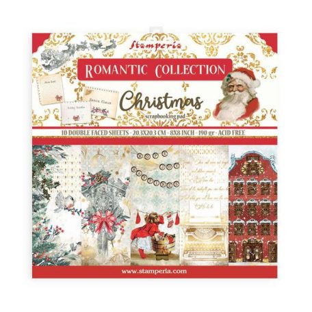 Papírkészlet 8" (20 cm), Romantic Christmas / Stamperia Paper Pack (10 ív)