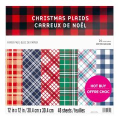   Craft Smith Scrapbook papírkészlet 12" (30 cm) Christmas Plaids Paper Pad  (48 lap)