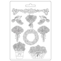   Stamperia Provence Garlands and Bouquets Öntőforma A4 Soft Mould (1 db)