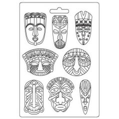   Textúra alap A4, Savana Tribal Masks / Stamperia Soft Mould (1 db)