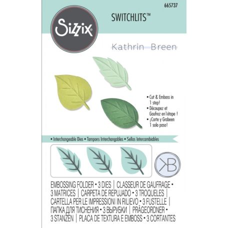 SIZZIX vágósablon, Spring Leaves / Sizzix Switchlits Embossing Folder (1 csomag)