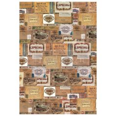   Transzfer fólia 22"X32", Vintage Cigar Box / Re-Design with Prima Decor Transfers (1 csomag)