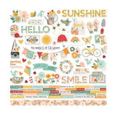   Matrica 12" (30 cm), Cardstock Stickers / Simple Stories Full Bloom (1 ív)