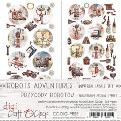   Kivágóív , Robots Adventures Digi Label Set/ Craft O'Clock Mixed Media (1 csomag)