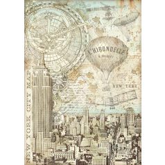   Rizspapír A4, Sir Vagabond Aviator New York várostérkép / Stamperia Rice Paper (1 ív)