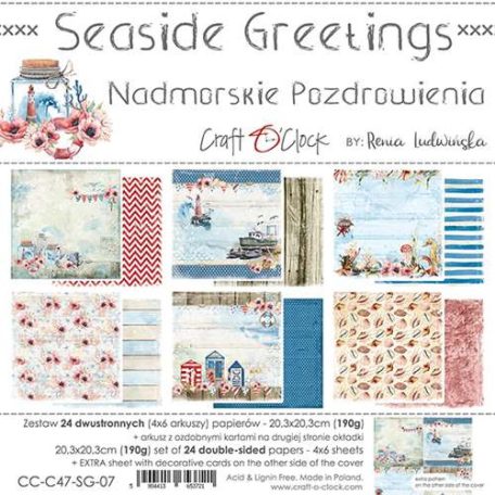 Papírkészlet 8" (20 cm), Seaside Greetings / Craft O'Clock Paper Collection Set (1 csomag)