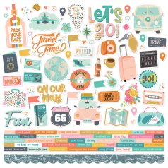   Matrica 12" (30 cm), Cardstock Stickers / Simple Stories Let's Go! (1 ív)