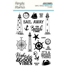   Szilikonbélyegző , Clear Stamps / Simple Stories Simple Vintage Vintage Seas (1 csomag)