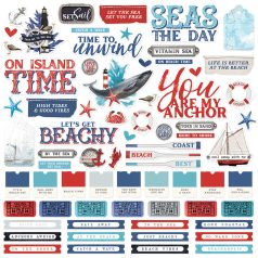   Matrica 12" (30 cm), Cardstock Stickers / Simple Stories Simple Vintage Vintage Seas (1 ív)